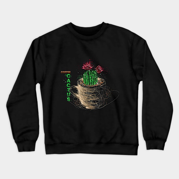 Scribble Coffee Cactus Crewneck Sweatshirt by scribble13